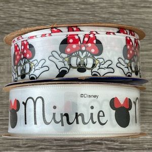 Offray Disney Minnie Mouse 7/8" X 9' Satin Ribbon - Lot of 2 - New - Sealed